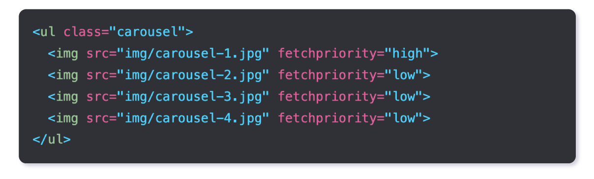 fetch priority code snippet for carousels